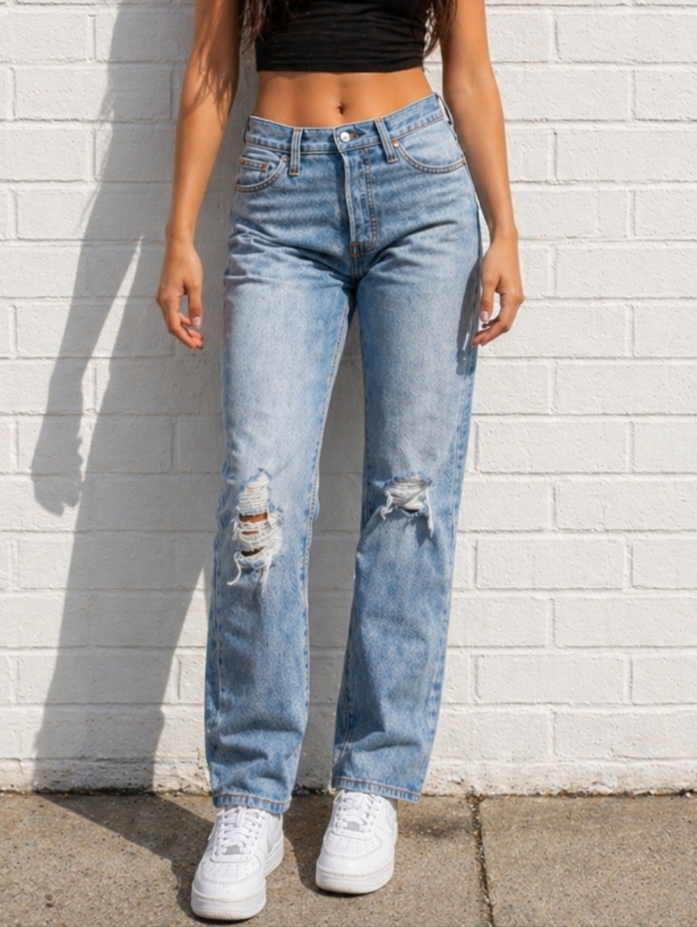 Levis Wedgie Levi's Wedgie Straight Stretch Distressed Jeans Size 29